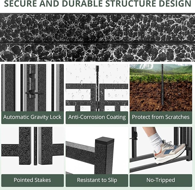 Dog Playpen Metal Dog Fence Outdoor for Yard 32" Height 32 Panels Portable Dog Pen Pet Kennel for RV Camping(Black-Silver)
