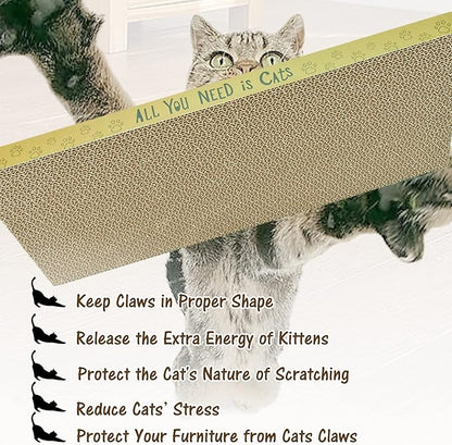 3 Pack Cardboard Cat Scratcher Pads Cat Scratching Board for Indoor Cats 16.5″Lx8.1″Wx0.8″H Dual-Side Corrugated Cats Scratching Post Reusable Supplies