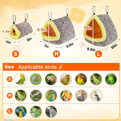MEWTOGO Medium Winter Warm Bird Nest for Cage - Comfortable Birds Bed with Support Plate, Hanging Shed Hideaway Hammock Hut Gift for Macaws African Grey Amazon Parrots