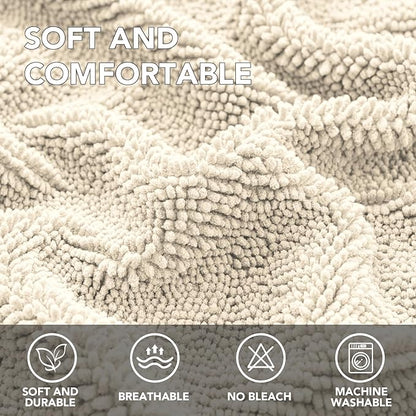 H.VERSAILTEX Non Slip Pet Couch Cover Chenille Dog Bed Protector Thick Soft Sofa Slipcover Pet Friendly Washable Couch Cushion Covers for Pets (40" x 50", Ivory)
