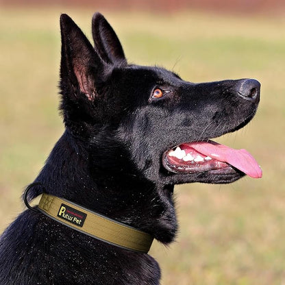 Plutus Pet Tactical Dog Collar, Reflective, Adjustable Heavy Duty Dog Collar, Soft Padded and Comfortable, for Small Medium and Large Dogs (Brown, L)