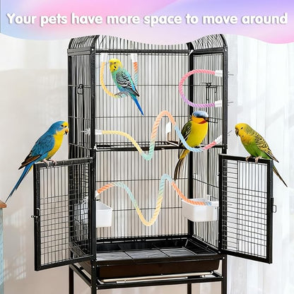 Bird Perch Rope, 4 Pcs 31.1” & 16.54” Bendable Cotton Rope Perches for Bird Cages, Interactive Birds Cage Accessories for Parrots, Parakeets, Cockatiels, Lovebirds, Budgies (2 Long + 2 Short)