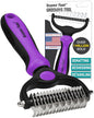 Maxpower Planet Pet Grooming Brush - Double Sided, Extra Wide for Dogs and Cats - Dematting Undercoat Rake, Reduces Shedding by 95%, Purple
