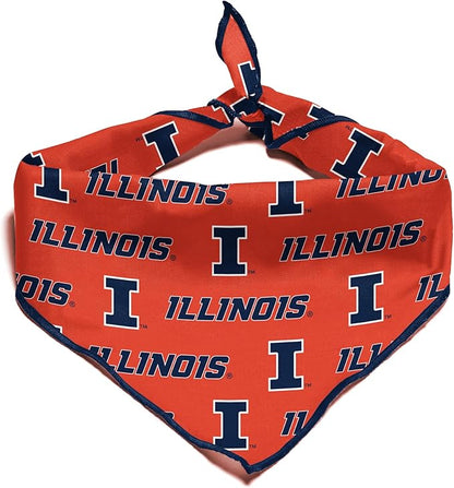 Illinois Fighting Illini Officially Licensed Bandana for Dogs and Cats | Fits Pets Great Gift Idea | Easy-to-Tie (Large, 28")
