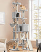 Yaheetech Cat Tree, 82.5in Large Tower w/Hammock, 2 Kitty-Ear Perches, 2 Cozy Condos, Scratching Posts, Basket, Furniture for Large Cats, Kittens, Light Gray