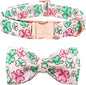 Lionheart glory Dog Bow Collar St. Patrick's Day Dog Collar for Large Dogs, Adjustable Green Collars Lucky Clover Shamrock Dog Collar with Bowtie Pet Collar Bows