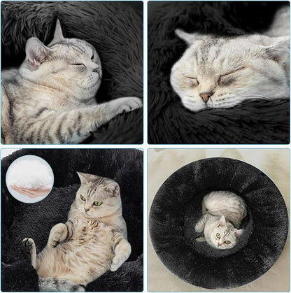 Cat Beds for Indoor Cats,15.7 Inch Small Cats Beds, Washable-Round Pet Bed for Puppy and Kitten with Slip-Resistant Bottom