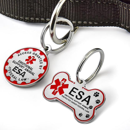 HOPELF Engraved Personalized ESA Tag - Custom Emotional Support Animal Tags for Dogs and Cats - Essential Therapy Pet Name Badge for Collars, Vests, Harnesses - for Most Breeds