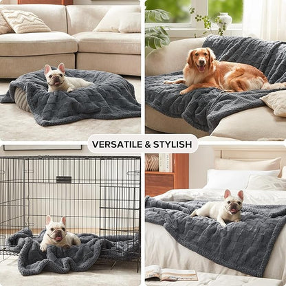 GASUR Waterproof Dog Blankets for Large Medium Dogs, Dog Blanket for Couch Bed, Fleece Pet Blanket for Furniture Sofa Protector, Soft Pet Throw Blankets for Crate Car Outdoor, Washable, 40"x50",Grey