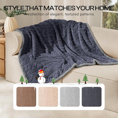 Luciphia Waterproof Pet Blanket, Liquid Pee Proof Dog Blankets for Sofa Bed Couch, Reversible Sherpa Fleece Furniture Protector Cover for Small Medium Large Dogs Cats,Dark Grey Large（65" x 57"）