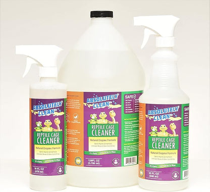 Absolutely Clean Amazing Reptile & Amphibian Terrarium Cleaner and Deodorizer - Just Spray/Wipe - Safely & Easily Removes Reptile & Amphibian Messes - USA Made (32oz Spray Bottle - Save 25%)