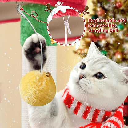 Yaheetech 63in Christmas Cat Tree with Cozy Condo, 7 Scratching Posts, Scratching Ladder, Hammock, Large Cat Tower Holiday Pet Climbing Furniture for Kittens to Play and Sleep