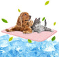 NWK Pet Cooling Mat - Ice Silk Cooling Mat for Dogs & Cats Portable & Washable Pet Cooling Blanket, Car Seats, Beds for Summer (1, Pink Cat, 39‘’ X 27‘’ X 0.3'')