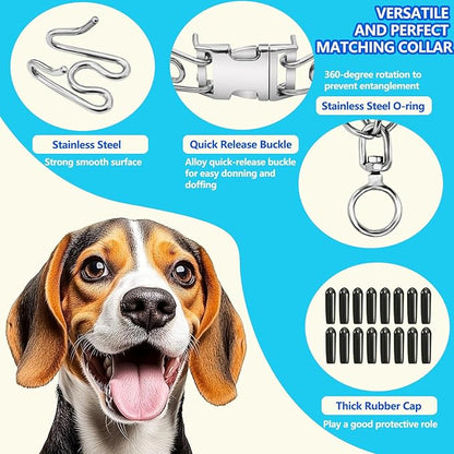 Stainless Steel Dog Collar, Tangle-Free 360° Swivel Collar with Quick-Release Buckle, Adjustable for Small, Medium and Large Dogs (XL-4.0mm)