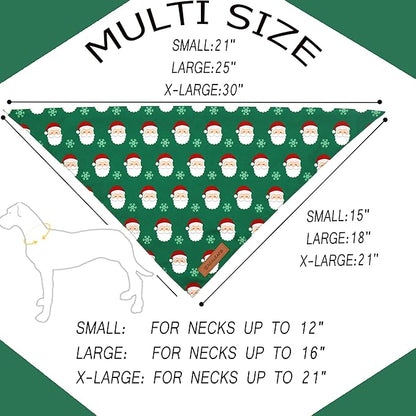 Realeaf Christmas Dog Bandanas 2 Pack, Snowflake and Santa Claus Dog Scarf for Boy and Girl, Premium Durable Fabric, Holiday Red and Green Bandana for Small and Medium Dogs Cats Pets (Small)