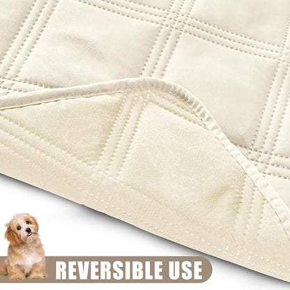 Smiry Waterproof Dog Bed Cover Blanket 40x70, Soft Reversible Pet Blanket, Washable Leakproof Cats Dogs Couch Cover for Sofa, Couch, Furniture, Beige/Beige