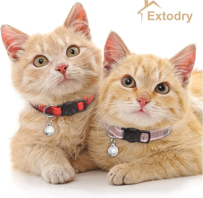 6 Pack Classic Plaid Cat Collars with Bells - Breakaway Kitten Collar and Adjustable 7-12in,Cute Kitty Collar for Girl Boy Cats,Pet Gifts,Accessories,Supplies,Stuff