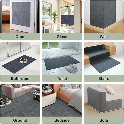 Cat Scratching Climbing Carpet Mat, Adhesive Trimmable Cat Post Covered Pad Replacement for DIY Cat Tree Shelf Couch Corner Wall Cat Scratcher Furniture Protector (Black, 78.7x15.8In)