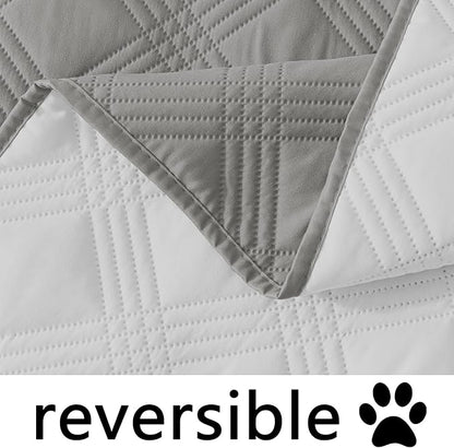 hyha Waterproof Dog Blanket, Reversible Pet Bed Blanket, Soft Sofa Couch Cover for Dogs Washable, Waterproof Pet Couch Covers for Sofa Puppy Cats Furniture Protector(82"x82", Grey/Light Grey)
