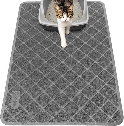 Cat Litter Mat Litter Trapping Mat, 30" x 20" Premium Durable PVC Grid Mesh with Scatter Control, Non-Slip, Less Waste Cat Litter Box Mat, Soft on Kitty’s Paws, Urine Waterproof