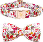 Elegant little tail Dog Collar, Pink Rose Print Pet Collar Summer Dog Collar Durable Metal Buckle Dog Collars Cotton Pet Adjustable Dog Collars for X-Small Dogs