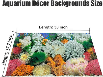 Aquatic Plant Aquarium Background Sticker Coral HD Fish Backgrounds for Aquariums Gravel Stone Fish Tank Wallpaper Decorations 2 Sided 16"x 33"