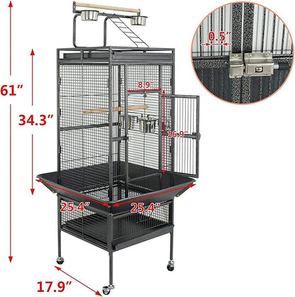 Nova Microdermabrasion 61 Inches Large Bird Cage Play Top Parrot Cockatiel Parakeet Chinchilla Macaw Cockatoo Cage W/Stand Perch Pet Supplies