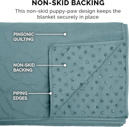 Furhaven Waterproof & Non-Slip Full Size Mattress Cover Protector for Dogs & Cats, Washable, For Beds, Couches, & Car Seats - Quilted Twill Blanket Mattress Cover - Nile Blue, Medium/Full Size