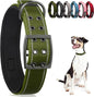 PetiFine Dog Collar for Large Dogs, Neoprene Padded and Adjustable, Reflective Wide Heavy Duty Pet Collars with Durable Metal Belt Buckle for Walking, Green, XL