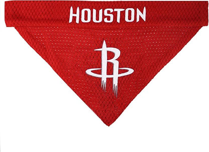 NBA Dog Bandana - Houston Rockets Reversible Pet Bandana. 2 Sided Home & Away Sports Bandana with a PREMIUM Embroidery TEAM Logo, Small/Medium