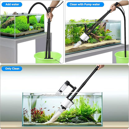 AQQA Fish Tank Cleaner,8-in-1 Electric Aquarium Gravel Vacuum,Clean Sewage+Wash Gravel Sand+Suction Stool+Filter+Water Changer+Water+Water Circulation+Dissolved Oxygen for Turtle Fish Tank 30W/480GPH