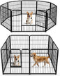DUMOS Dog Playpen Indoor, Metal 32 Inch 8 Panels Foldable Pet Fence with Door, Outdoor Small Medium Large Dog Puppy Portable Exercise Play Pen for RV Camping, Trips, Play Yard