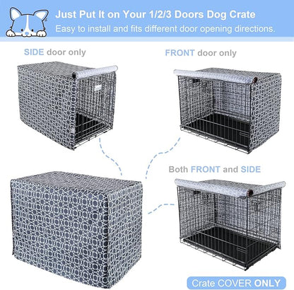 Explore Land Pattern Dog Crate Cover for 42 Inches Wire Cage, Heavy-Duty Polyester 1 2 3 Doors Standard Metal Pet Kennel Enclosure (Morocco)