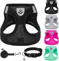 PUPTECK Adjustable Dog Harness Collar and Leash Set Step in No Pull Pet Harness for Small Medium Dogs Puppy and Cats Outdoor Walking Running, Soft Mesh Padded Reflective Vest Harnesses, Solid Black XL