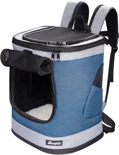 JESPET & GOOPAWS Pet Backpack Carrier for Small Dog, Puppy, Soft Carrier Backpack Ideal for Traveling, Hiking, Walking and Outdoor Activities with Family (Blue Grey)
