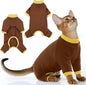 PUMYPOREITY Cat Hair Sticky Sweater, Recovery Suit - Breathable & Lightweight for Post-Surgery Protection, Cat Onsie Prevents Licking Wounds, Brown, XL