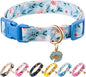Cotton Dog Collar Blue Flower Pattern for Boys and Girls Cute Dog Collars Summer Fall Gift Adjustable for Small to Medium Breed Dogs (XS)