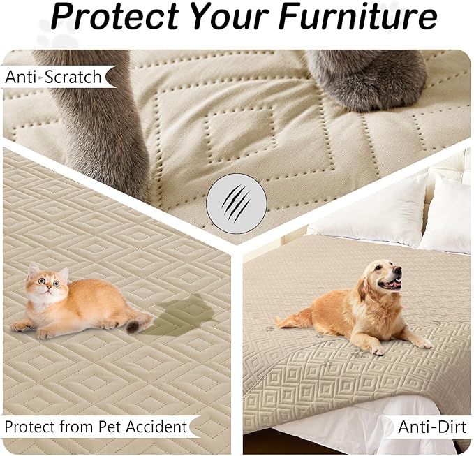 hyha Waterproof Dog Blanket, Soft Dog Bed Cover Pet Blankets, Waterproof Sofa Couch Cover for Dogs Washable, Reversible Pet Couch Covers for Sofa Furniture (30x70 Inch, Taupe/Taupe)