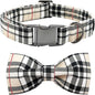 Bow Dog Collar-Plaid Pet Collar Cute Pet Bow Soft Girl or Boy Dog Collars with Metal Buckle Adjustable Collars for Medium Dogs