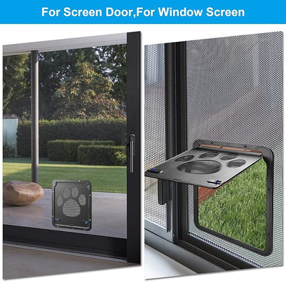 Ownpets Pet Screen Door,Inside Door 8x10x0.4 inch,Lockable Magnetic Flap Screen Automatic Lockable Black Door for Puppy Dog and Cat Door