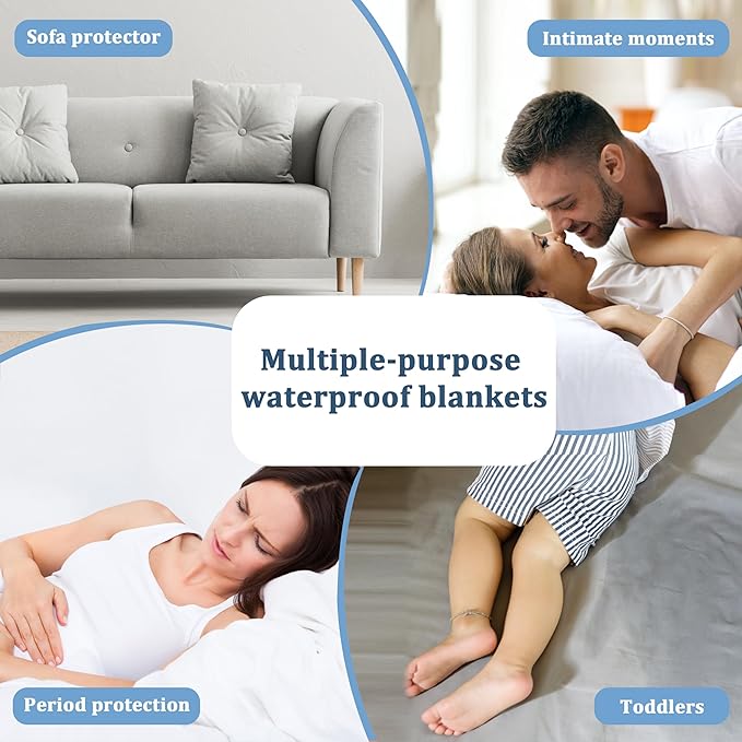 Kritter Planet Waterproof Bed Blanket for Couples, Washable Stain Proof Pad Bed Cover, Reversible Leakproof Protector, Liquid Pee Proof Blanket for Couch Sofa, 80x90 inch, King Size