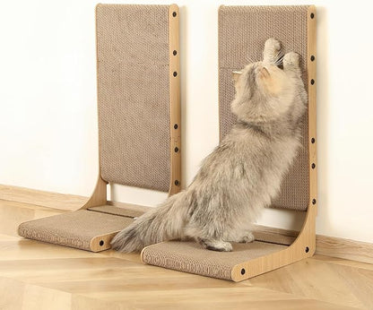 Zakkart 4-Pack Cat Scratching Board, 25.6'' Tall Cardboard L Shape Vertical Cat Scratchers for Indoor Cats, Cat Scratching Post for Wall and Couch, Large