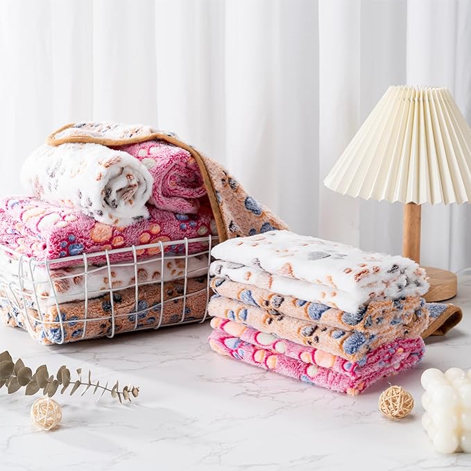 1 Pack 3 Blankets Super Soft Fluffy Premium Fleece Pet Blanket Flannel Paw Printed Throw for Dog Puppy Cat (Medium 30x20'', Star, Bone, Love)