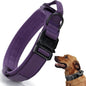 Tactical Dog Collar, Adjustable Military Training Nylon Dog Collar with Control Handle and Heavy Quick-Release Metal Buckle for Small Medium Large Dogs, Purple L