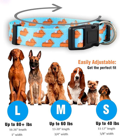 Native Pup Thanksgiving Dog Collar- Fall Collars for Dogs- Autumn Leaf, Turkey, Pumpkin Pie, Holiday Leaves- Girl Boy Puppy- Adjustable for Small, Medium, Large Breeds (Pumpkin Pie, Small)