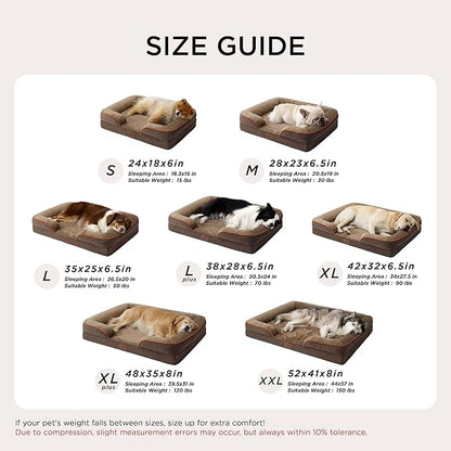 Bedsure XL Plus Orthopedic Dog Bed for Extra Large Dogs - Washable XLarge Dog Cat Bed Waterproof, Comfort Dogs Couch Sofa with Washable Removable Cover, Pet Bed with Nonskid Bottom, Brown, 48"