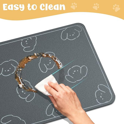 Dog Food Mat, Diatom Ooze Cat Water Mats Non Slip for Floors Waterproof and Water Absorption, Easy to Clean-Dog (15.5" H*23.5" L)