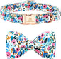 Lionheart glory Dog Collar Bow Collar Floral Dog Collar with Bow Tie Spring Summer Cute Collar Dog Boy or Girl Dog Collars Soft Durable Adjustable Dog Collars for Medium Dogs