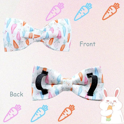 Lionheart glory Easter Dog Collar with Bow Tie Carrot Print Dog Collar Girl or Boy Soft Durable Adjustable Puppy Gift Collar Bows Spring Collar Dog Bow