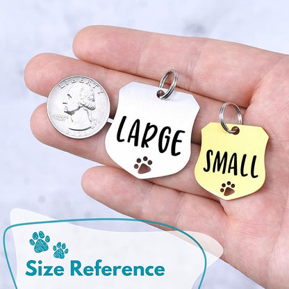 Ultra Joys Dog Tags Personalized for Pets - Hollow Paw Custom Pet ID Tag - Engraved Dog Tag for Small, Large Dogs - Small Badge in Gold